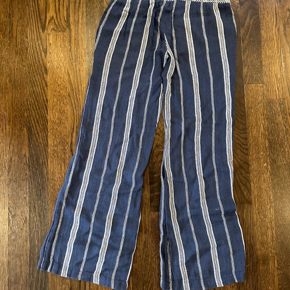 Striped Blue Wide-Leg Pants